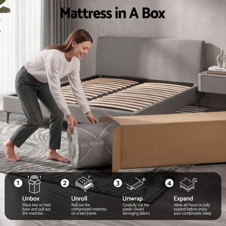Giselle Double Mattress 26cm Firm Pocket Spring Dual Edge Support Dark Grey