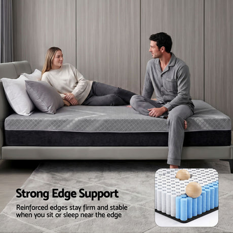 Giselle King Mattress 26cm Firm Pocket Spring Dual Edge Support Dark Grey
