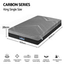 Giselle King Single Mattress 26cm Firm Pocket Spring Dual Edge Support Dark Grey