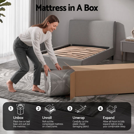 Giselle King Single Mattress 26cm Firm Pocket Spring Dual Edge Support Dark Grey