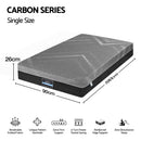 Giselle Single Mattress 26cm Firm Pocket Spring Dual Edge Support Dark Grey