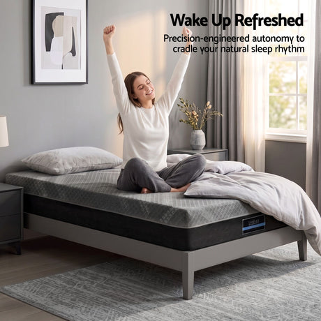 Giselle Single Mattress 26cm Firm Pocket Spring Dual Edge Support Dark Grey