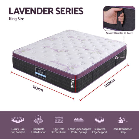 Giselle King Euro Top Mattress Firm Pocket Spring Edge Support