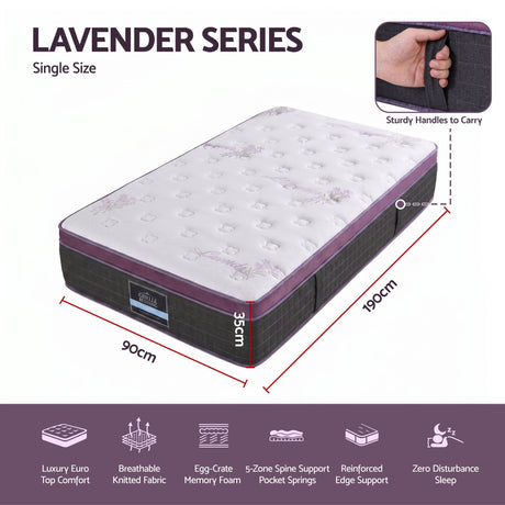 Giselle Single Euro Top Mattress Firm Pocket Spring Edge Support