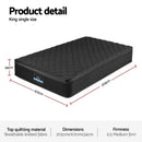 Giselle Bedding King Single Mattress 34cm Euro Top with 5-Zone Pocket Spring Support Black