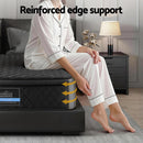 Giselle Bedding King Single Mattress 34cm Euro Top with 5-Zone Pocket Spring Support Black