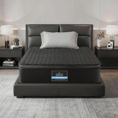 Giselle Bedding King Single Mattress 34cm Euro Top with 5-Zone Pocket Spring Support Black