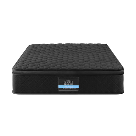Giselle Bedding Single Mattress 34cm Euro Top with 5-Zone Pocket Spring Support Black