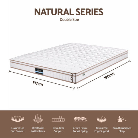 Giselle 20cm Firm Double Mattress Pocket Spring for Bedroom or Guest Room