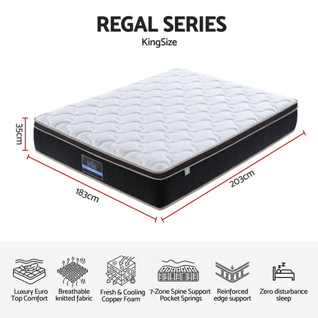 Giselle 35cm King Mattress Firm with Copper Memory Foam and Edge Support