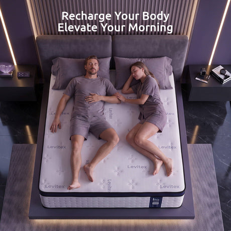 Levitex 35CM King Mattresses Gel Memory Foam and 7-Zone Ergonomic Pocket Spring, Anti-Roll Dual-Row Edge, Undisturbed Deep Sleep For Restless Couples, Triple Cooling System