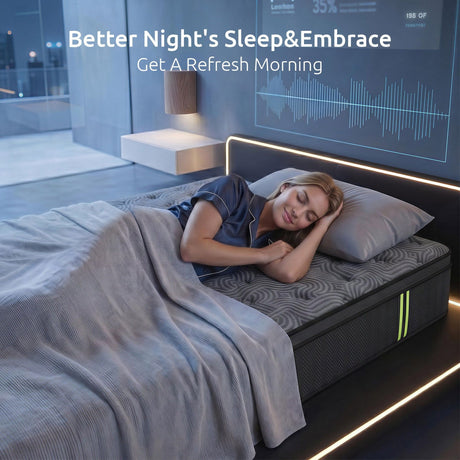 Levitex 34 cm Pocket Spring Mattress with Reinforced Edge Support & 5-Zone Pressure Relief Breathable Gel Memory Foam Hybrid Mattress for Back Pain Single