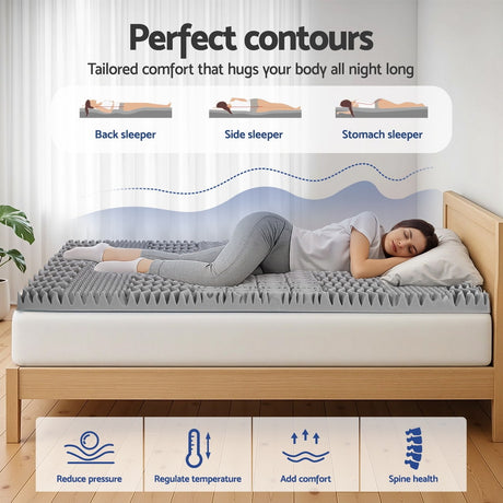 Giselle Bedding 8cm Memory Foam Mattress Topper 7-Zone Graphite Queen