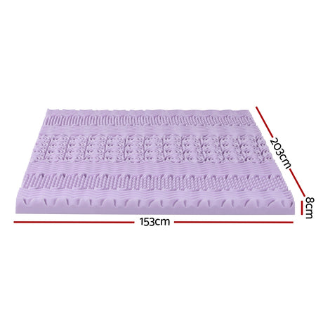 Giselle 8cm Memory Foam Mattress Topper Lavender Infused Bamboo Cover 7-Zone Queen