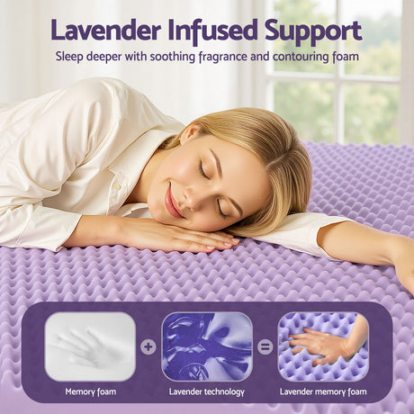 Giselle 5cm Memory Foam Mattress Topper Lavender Infused Egg Crate Pad Mat King