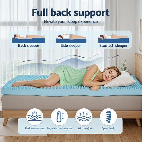Giselle 8cm Memory Foam Mattress Topper Gel Egg Crate Foam Bamboo Queen