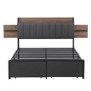 Artiss Metal Bed Frame Queen Size with 2-Tier Hidden Storage with Charging Station