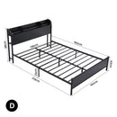 Artiss Bed Frame Double Size with Storage Shelf Headboard Charging Station GRID