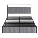Artiss Metal Bed Frame Queen Size LED Charging Station 2 Drawers