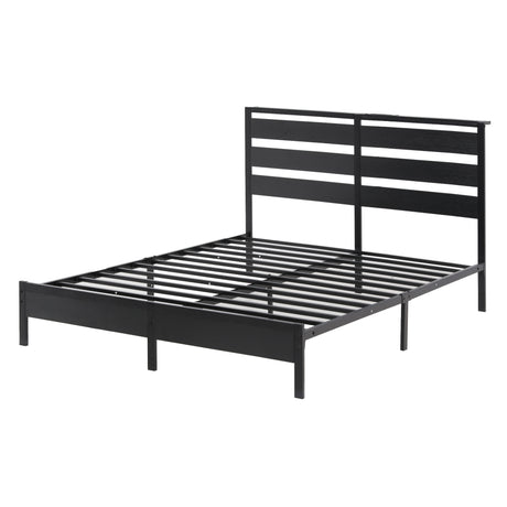 Artiss Bed Frame Double Size LED Metal Bed Base with Charging Station