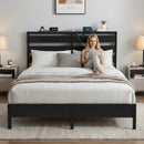 Artiss Bed Frame Double Size LED Metal Bed Base with Charging Station