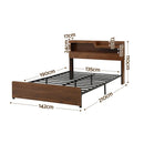 Artiss Double Bed Frame Metal with Charging Station LED Light Storage Shelf