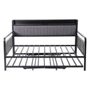 Artiss Bed Frame Double LED Metal Trundle Daybed with Charging Station TURN