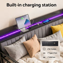 Artiss Bed Frame Double LED Metal Trundle Daybed with Charging Station TURN