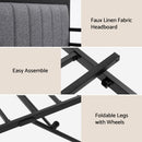 Artiss Bed Frame Double LED Metal Trundle Daybed with Charging Station TURN