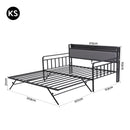 Artiss Bed Frame King Single LED Metal Trundle Daybed with Charging Station TURN