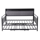 Artiss Bed Frame King Single LED Metal Trundle Daybed with Charging Station TURN