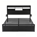 Artiss Bed Frame King with Charging Station Storage Organizer Drawers LED ZAC