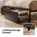 Artiss Bed Frame King with Charging Station Storage Organizer Drawers LED ZAC