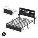 Artiss Bed Frame Queen with Charging Station Storage Organizer Drawers LED ZAC