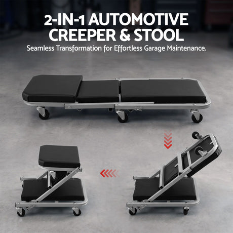 Giantz Garage Creeper 2-in-1 Mechanic Stool Rolling Automotive Z Creeper Seat