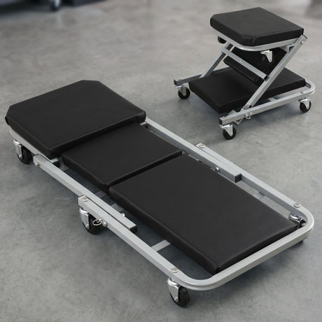 Giantz Garage Creeper 2-in-1 Mechanic Stool Rolling Automotive Z Creeper Seat