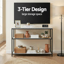 Artiss Console Table Marble Effect 3-Tier Sofa Entryway Side Table 90CM White