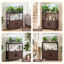 Artiss 20 Gallon Fish Tank Stand 3-Tier Aquarium Stand with Storage Cabinet and Open Shelf Walnut