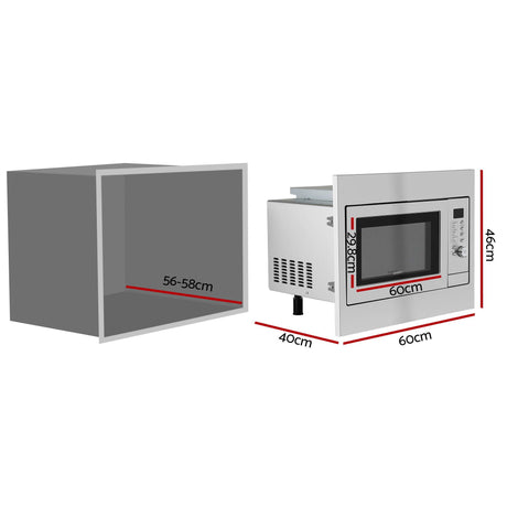 Devanti Built In Microwave Oven 30L Grill Air Fry Convection Silver