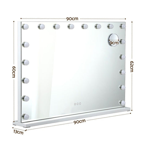 Embellir 90x60cm Makeup Mirror Large Hollywood Vanity Mirror with 18 Dimmable LED Bulbs