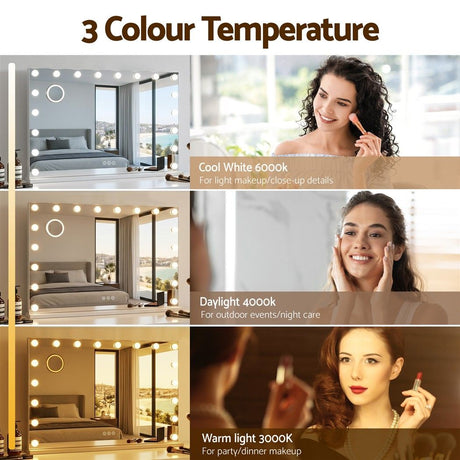 Embellir 90x60cm Makeup Mirror Large Hollywood Vanity Mirror with 18 Dimmable LED Bulbs