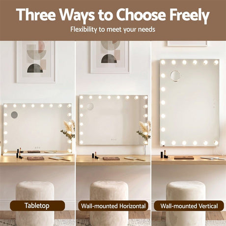 Embellir 90x60cm Makeup Mirror Large Hollywood Vanity Mirror with 18 Dimmable LED Bulbs