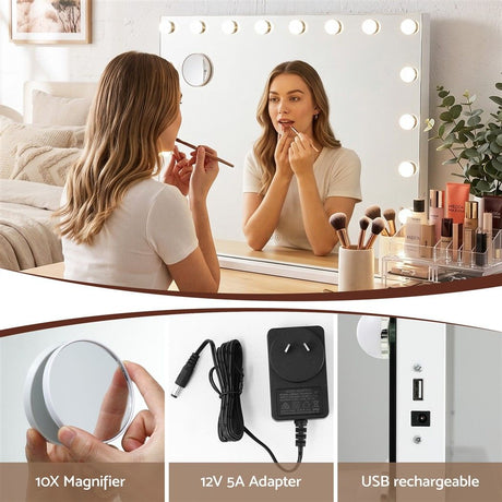 Embellir 90x60cm Makeup Mirror Large Hollywood Vanity Mirror with 18 Dimmable LED Bulbs