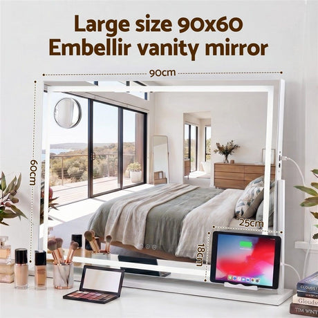 Embellir 90x60cm Makeup Mirror 360 degree Rotatable Vanity Mirror 10x magnifing