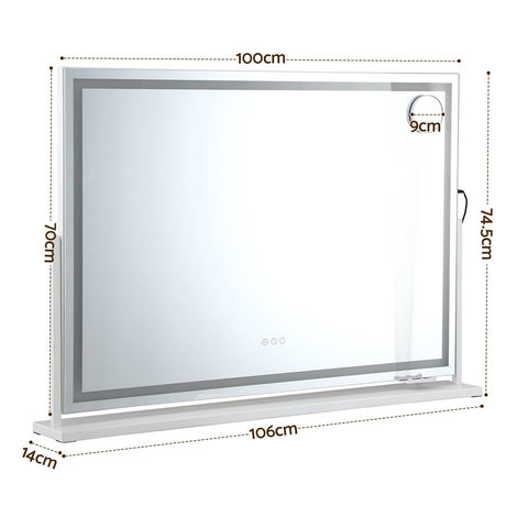 Embellir 100x70cm Makeup Mirror 360 degree Rotatable Vanity Mirror 10x magnifing