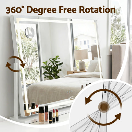 Embellir 100x70cm Makeup Mirror 360 degree Rotatable Vanity Mirror 10x magnifing