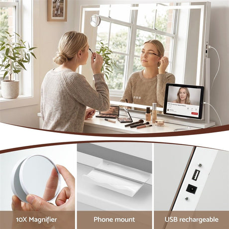 Embellir 100x70cm Makeup Mirror 360 degree Rotatable Vanity Mirror 10x magnifing