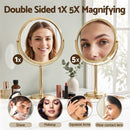 Embellir Makeup Mirror 20x20cm 1X 5X Magnifying Rotation Tabletop Gold