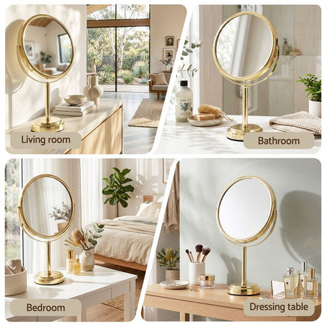 Embellir Makeup Mirror 20x20cm 1X 5X Magnifying Rotation Tabletop Gold