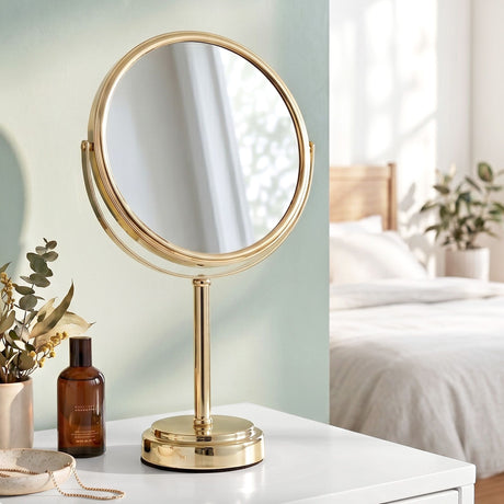 Embellir Makeup Mirror 20x20cm 1X 5X Magnifying Rotation Tabletop Gold